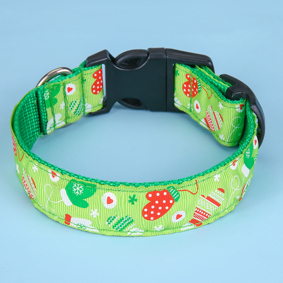 Festive Red and Green Bell Dog Collar for Christmas