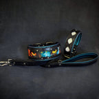 Avatar Dog Collar – Handcrafted Genuine Leather, Turquoise Padding